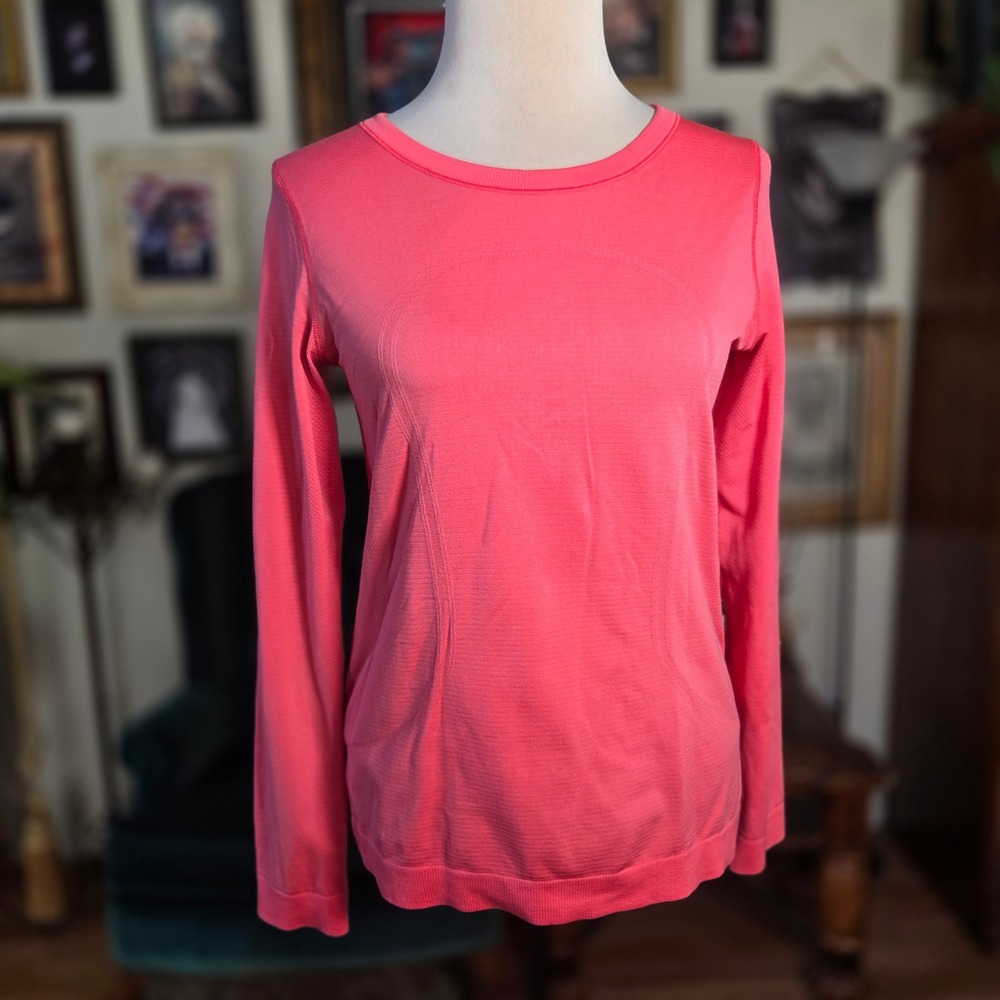 Lululemon Swiftly Tech Long Sleeve Shirt Pink Women Size 6 Running Yoga Athletic